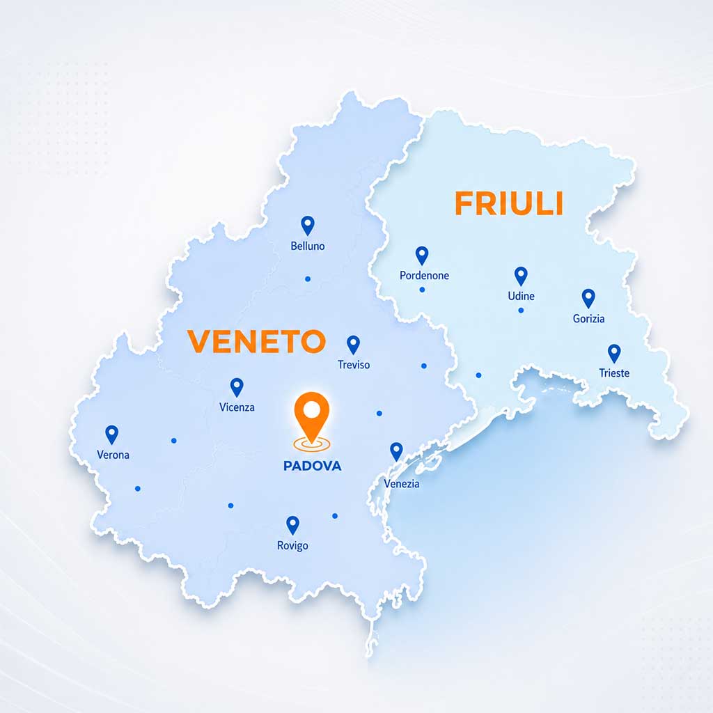 Zone servite da Dimat per impianti fotovoltaici in Veneto e Friuli-Venezia Giulia